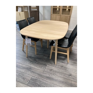 OUTLET - Haslev Symphony 80 spisebord INKL. 2 tillægsplader - Eg hvidolie - Mål: 105 x 160 / 256 cm.